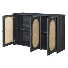 Bellemave® Retro 3 - Door Accent Cabinet with Space Artificial Rattan Doors and Metal Handles - Bellemave