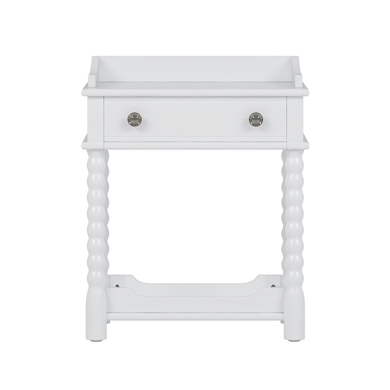 Bellemave® Retro Style Nightstand with Drawer and Open Shelf, Turned Legs and Metal Handle - Bellemave