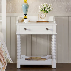 Bellemave® Retro Style Nightstand with Drawer and Open Shelf, Turned Legs and Metal Handle - Bellemave