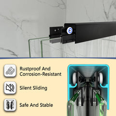 Bellemave® Reversible Installation Double Bypass Sliding Shower Door,Aluminium Alloy Frame,1/4"(6MM) Tempered Glass With Nano Explosion - proof Membrance,Easy Installation - Bellemave