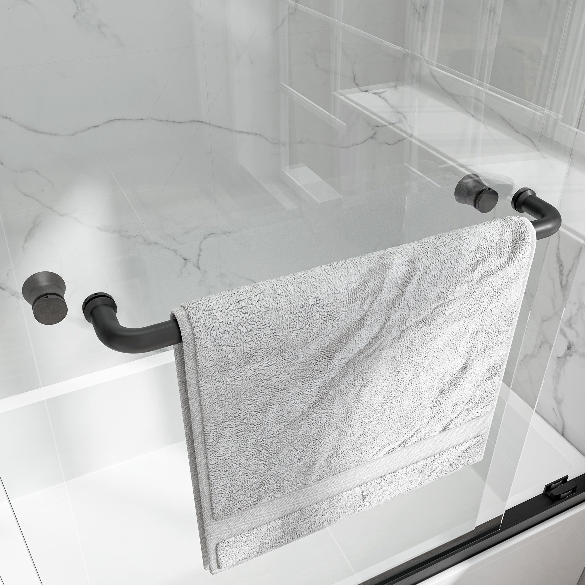 Bellemave® Reversible Installation Double Bypass Sliding Shower Door,Aluminium Alloy Frame,1/4"(6MM) Tempered Glass With Nano Explosion - proof Membrance,Easy Installation - Bellemave
