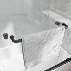Bellemave® Reversible Installation Double Bypass Sliding Shower Door,Aluminium Alloy Frame,1/4"(6MM) Tempered Glass With Nano Explosion - proof Membrance,Easy Installation - Bellemave
