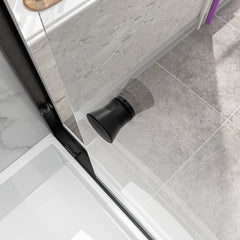 Bellemave® Reversible Installation Double Bypass Sliding Shower Door,Aluminium Alloy Frame,1/4"(6MM) Tempered Glass With Nano Explosion - proof Membrance,Easy Installation - Bellemave