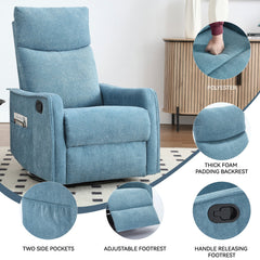 Bellemave® Rocker Recliner Chair with Heat & Massage - Manual Swivel Power Recliner, Padded Fabric for Living Room, Blue - Bellemave