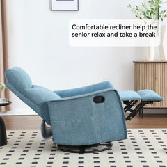 Bellemave® Rocker Recliner Chair with Heat & Massage - Manual Swivel Power Recliner, Padded Fabric for Living Room, Blue - Bellemave