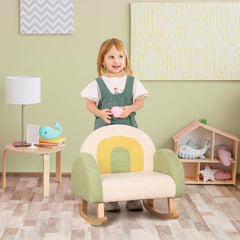 Bellemave® Rocking Toddler Sofa Chair with Solid Wooden Frame - Faux Lamb Fleece Fabric - Bellemave