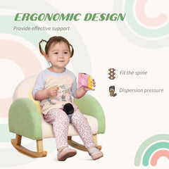 Bellemave® Rocking Toddler Sofa Chair with Solid Wooden Frame - Faux Lamb Fleece Fabric - Bellemave