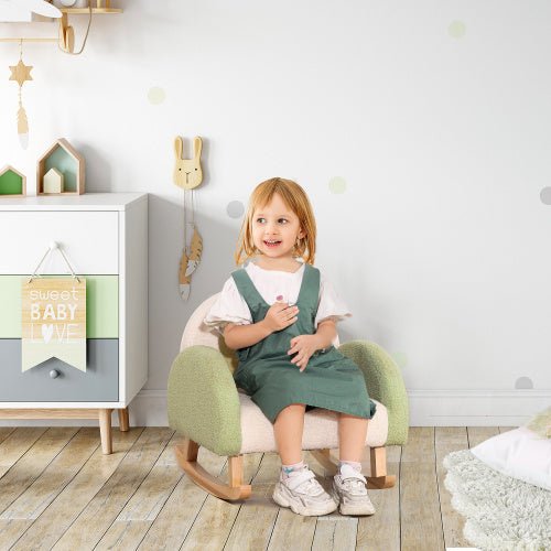 Bellemave® Rocking Toddler Sofa Chair with Solid Wooden Frame - Faux Lamb Fleece Fabric - Bellemave