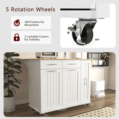 Bellemave® Rolling Kitchen Cart on Wheels with Internal Storage Rack,Towel Rack and Drop Leaf, 2 Drawers and 3 Tier Pull Out Cabinet Organizer - Bellemave