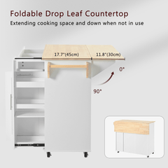 Bellemave® Rolling Kitchen Cart on Wheels with Internal Storage Rack,Towel Rack and Drop Leaf, 2 Drawers and 3 Tier Pull Out Cabinet Organizer - Bellemave