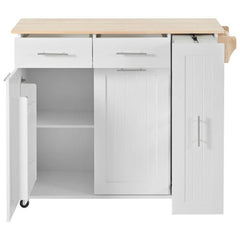 Bellemave® Rolling Kitchen Cart on Wheels with Internal Storage Rack,Towel Rack and Drop Leaf, 2 Drawers and 3 Tier Pull Out Cabinet Organizer - Bellemave