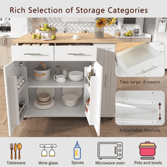 Bellemave® Rolling Kitchen Cart on Wheels with Internal Storage Rack,Towel Rack and Drop Leaf, 2 Drawers and 3 Tier Pull Out Cabinet Organizer - Bellemave