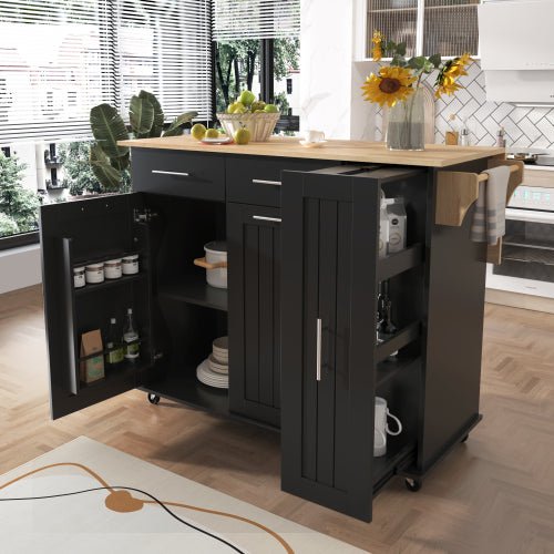 Bellemave® Rolling Kitchen Cart on Wheels with Internal Storage Rack,Towel Rack and Drop Leaf, 2 Drawers and 3 Tier Pull Out Cabinet Organizer - Bellemave