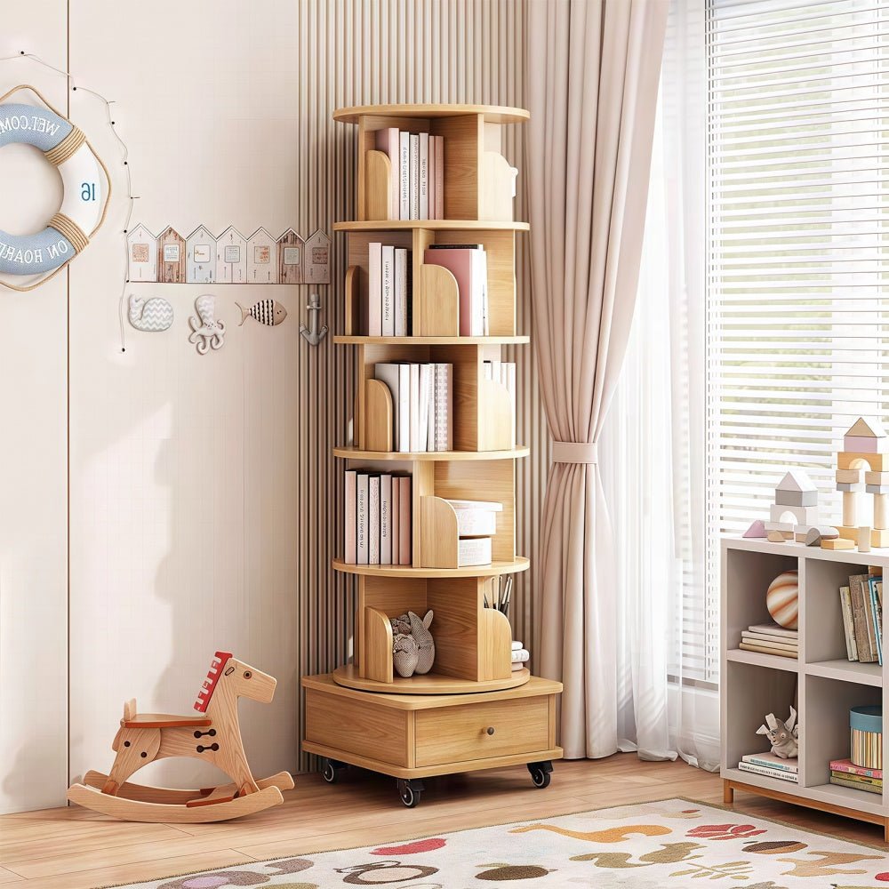 Bellemave® Rotating Bookshelf, 360¡ã Display Round Stackable Spinning Bookshelf, Revolving Round Book Shelf, Space - Saving - Bellemave