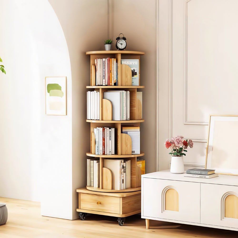 Bellemave® Rotating Bookshelf, 360¡ã Display Round Stackable Spinning Bookshelf, Revolving Round Book Shelf, Space - Saving - Bellemave