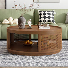 Bellemave® Round Cane Coffee Table with PE Rattan Side - Bellemave