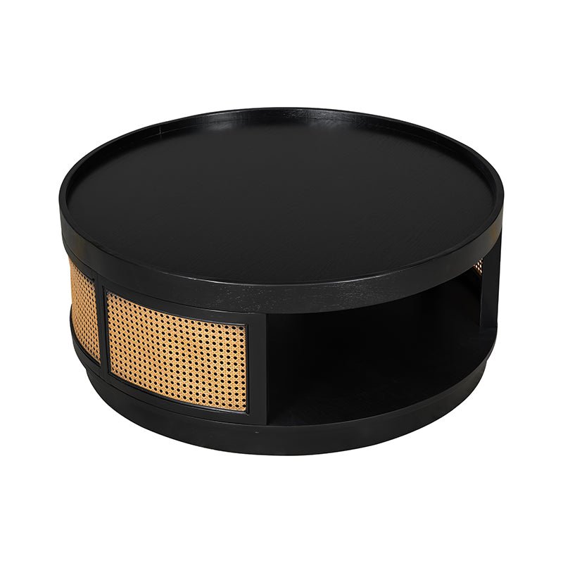 Bellemave® Round Cane Coffee Table with PE Rattan Side - Bellemave