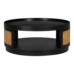 Bellemave® Round Cane Coffee Table with PE Rattan Side - Bellemave