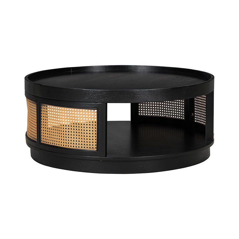 Bellemave® Round Cane Coffee Table with PE Rattan Side - Bellemave