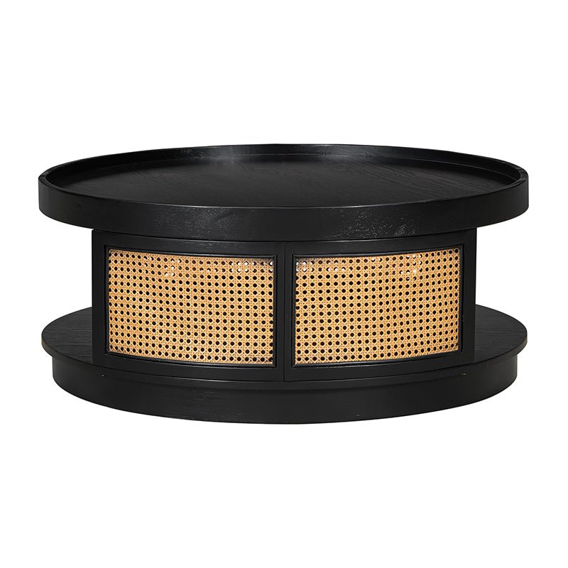 Bellemave® Round Cane Coffee Table with PE Rattan Side - Bellemave