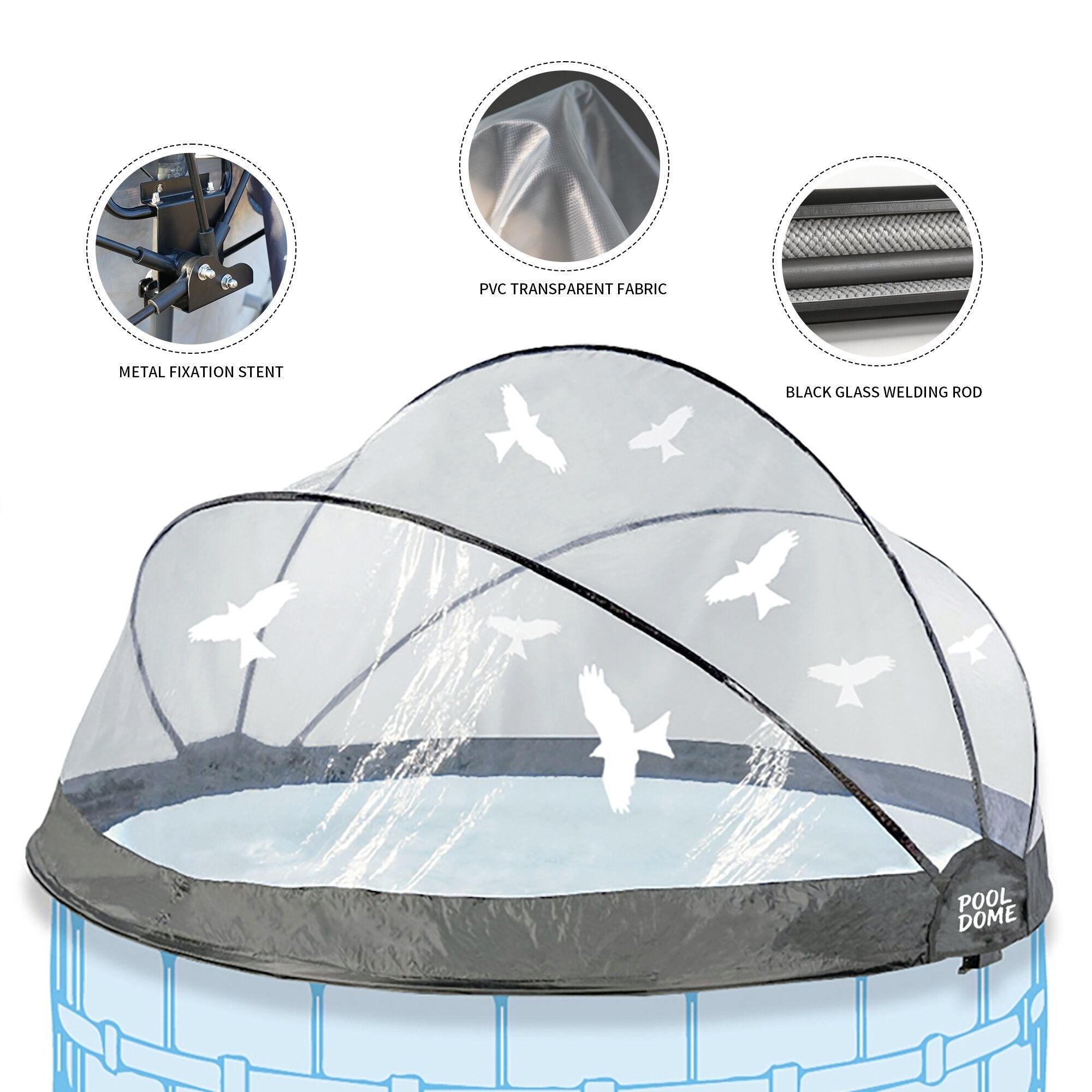 Bellemave® Round Multifunctional All Weather Cover Pool Dome Enclosure for Outdoor Pools, Compatible w/Clean & Warm Water Frame Pools - Bellemave