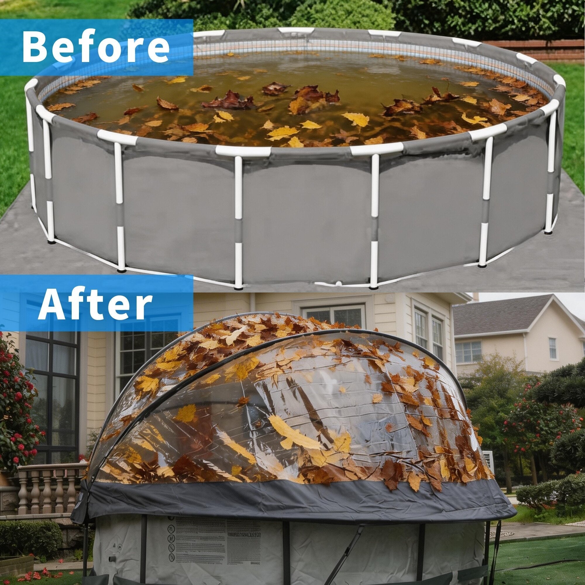Bellemave® Round Multifunctional All Weather Cover Pool Dome Enclosure for Outdoor Pools, Compatible w/Clean & Warm Water Frame Pools - Bellemave