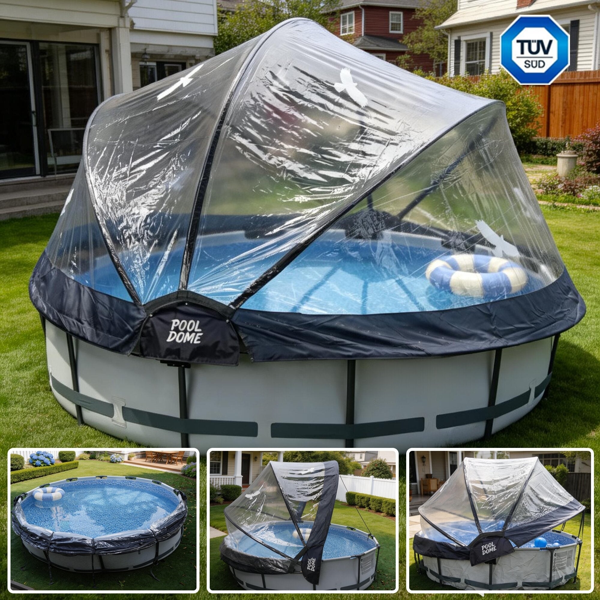 Bellemave® Round Multifunctional All Weather Cover Pool Dome Enclosure for Outdoor Pools, Compatible w/Clean & Warm Water Frame Pools - Bellemave