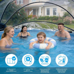 Bellemave® Round Multifunctional All Weather Cover Pool Dome Enclosure for Outdoor Pools, Compatible w/Clean & Warm Water Frame Pools - Bellemave