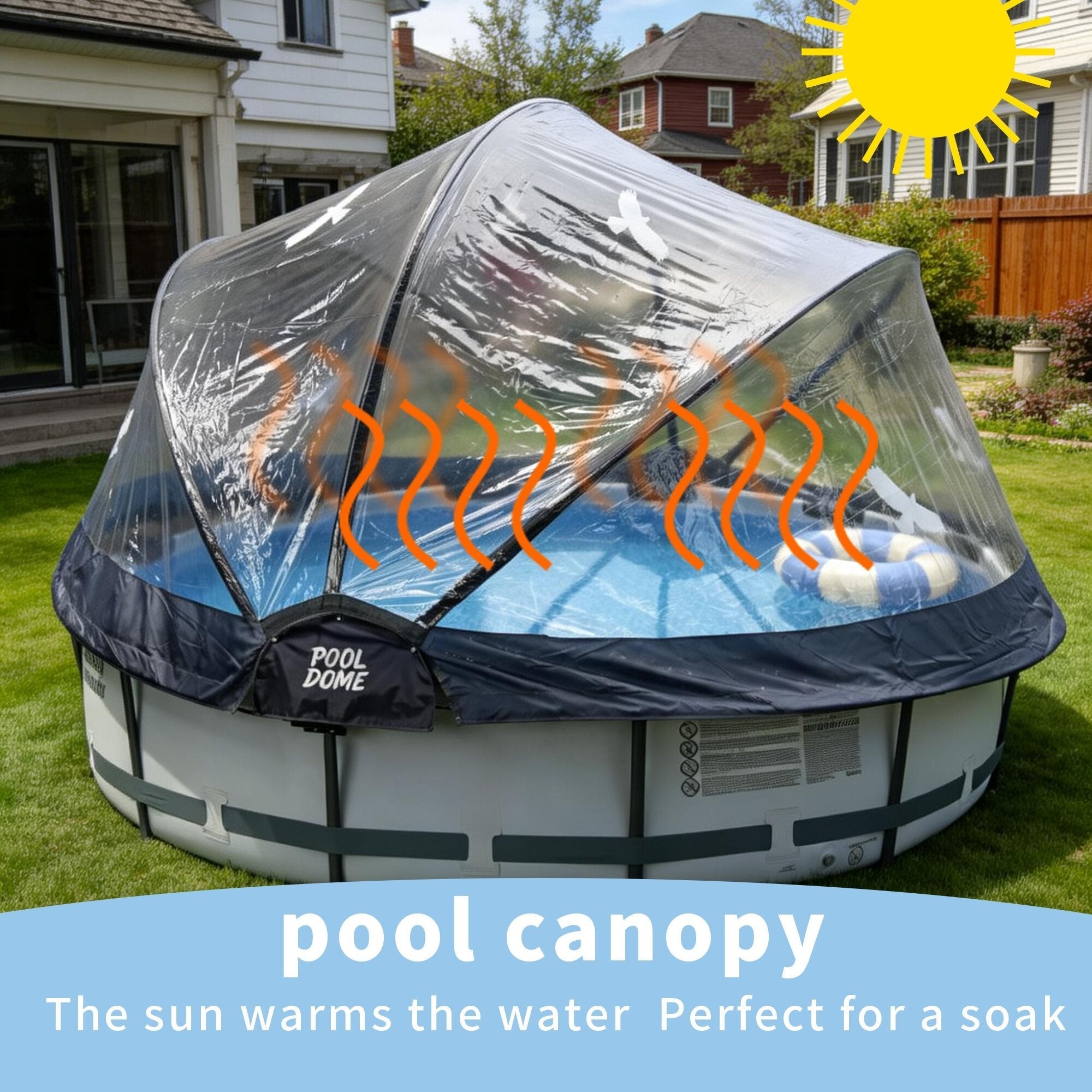 Bellemave® Round Multifunctional All Weather Cover Pool Dome Enclosure for Outdoor Pools, Compatible w/Clean & Warm Water Frame Pools - Bellemave