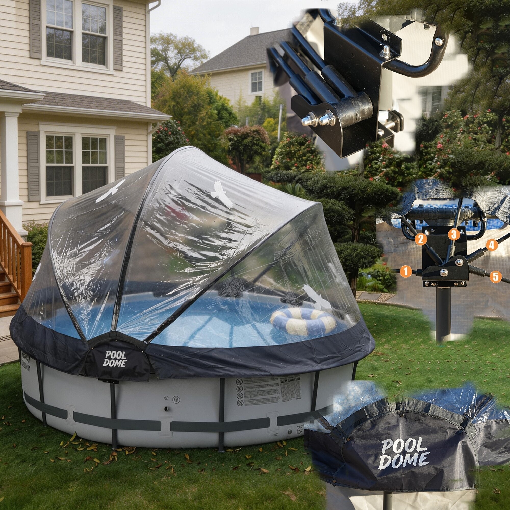 Bellemave® Round Multifunctional All Weather Cover Pool Dome Enclosure for Outdoor Pools, Compatible w/Clean & Warm Water Frame Pools - Bellemave