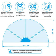 Bellemave® Round Multifunctional All Weather Cover Pool Dome Enclosure for Outdoor Pools, Compatible w/Clean & Warm Water Frame Pools - Bellemave