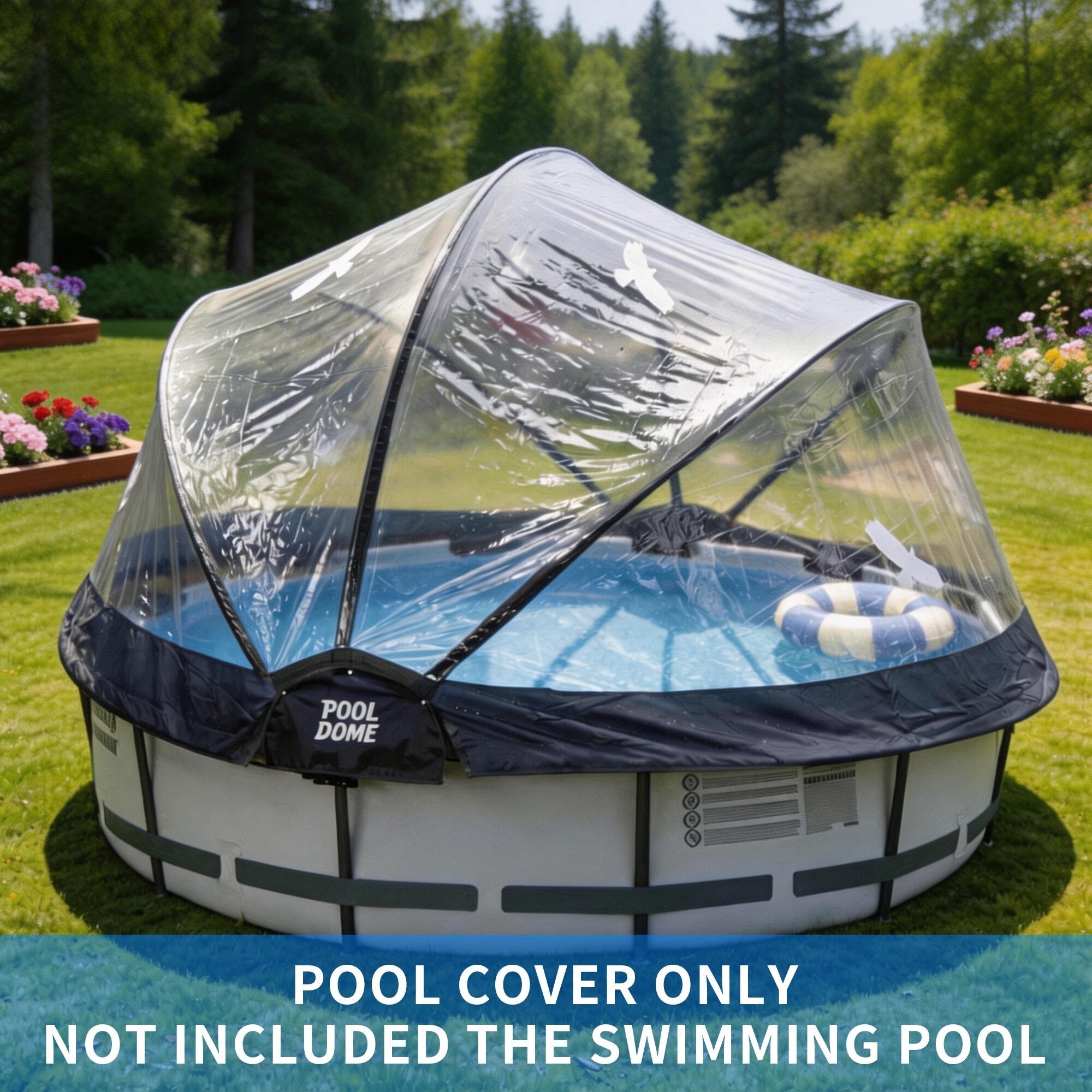 Bellemave® Round Multifunctional All Weather Cover Pool Dome Enclosure for Outdoor Pools, Compatible w/Clean & Warm Water Frame Pools - Bellemave