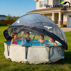 Bellemave® Round Multifunctional All Weather Cover Pool Dome Enclosure for Outdoor Pools, Compatible w/Clean & Warm Water Frame Pools - Bellemave