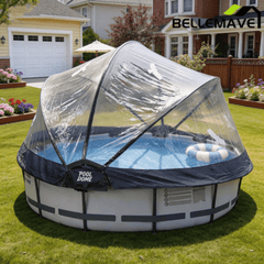 Bellemave® Round Multifunctional All Weather Cover Pool Dome Enclosure for Outdoor Pools, Compatible w/Clean & Warm Water Frame Pools - Bellemave