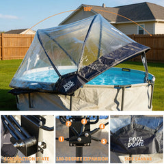 Bellemave® Round Multifunctional All Weather Cover Pool Dome Enclosure for Outdoor Pools, Compatible w/Clean & Warm Water Frame Pools - Bellemave