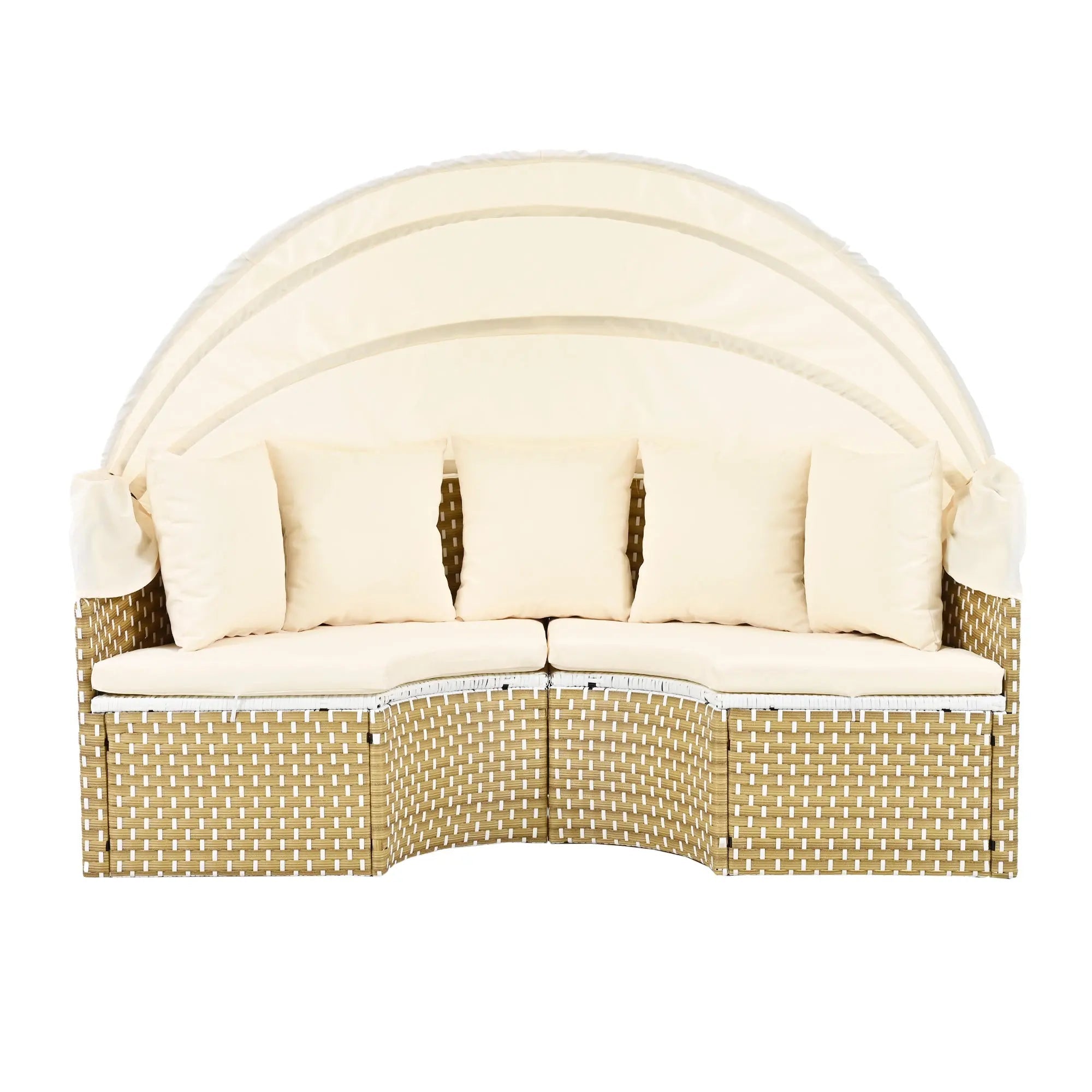 Bellemave® Round Outdoor Sectional Sofa Set with Retractable Canopy, Separate Seating and Removable Cushion - Bellemave