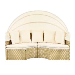 Bellemave® Round Outdoor Sectional Sofa Set with Retractable Canopy, Separate Seating and Removable Cushion - Bellemave