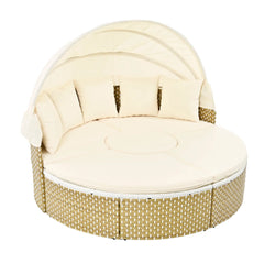 Bellemave® Round Outdoor Sectional Sofa Set with Retractable Canopy, Separate Seating and Removable Cushion - Bellemave