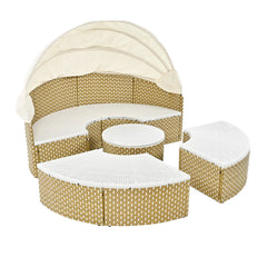 Bellemave® Round Outdoor Sectional Sofa Set with Retractable Canopy, Separate Seating and Removable Cushion - Bellemave