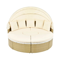Bellemave® Round Outdoor Sectional Sofa Set with Retractable Canopy, Separate Seating and Removable Cushion - Bellemave