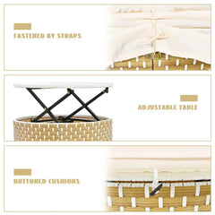 Bellemave® Round Outdoor Sectional Sofa Set with Retractable Canopy, Separate Seating and Removable Cushion - Bellemave