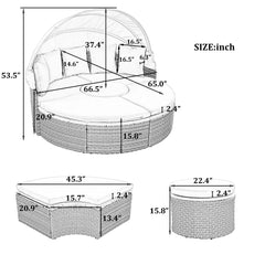 Bellemave® Round Outdoor Sectional Sofa Set with Retractable Canopy, Separate Seating and Removable Cushion - Bellemave