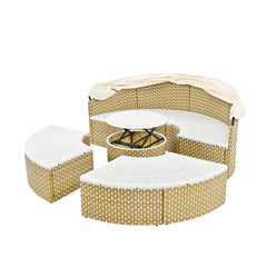 Bellemave® Round Outdoor Sectional Sofa Set with Retractable Canopy, Separate Seating and Removable Cushion - Bellemave