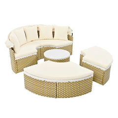 Bellemave® Round Outdoor Sectional Sofa Set with Retractable Canopy, Separate Seating and Removable Cushion - Bellemave