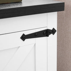Bellemave® Rustic Sofa Side Table with Barn Door and Adjustable Storage Shelf - Bellemave