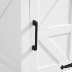 Bellemave® Rustic Sofa Side Table with Barn Door and Adjustable Storage Shelf - Bellemave