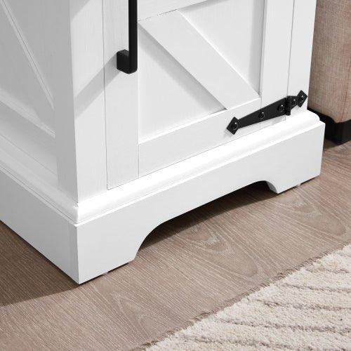 Bellemave® Rustic Sofa Side Table with Barn Door and Adjustable Storage Shelf - Bellemave