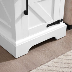 Bellemave® Rustic Sofa Side Table with Barn Door and Adjustable Storage Shelf - Bellemave