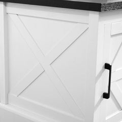 Bellemave® Rustic Sofa Side Table with Barn Door and Adjustable Storage Shelf - Bellemave