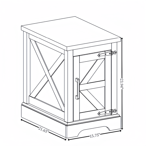 Bellemave® Rustic Sofa Side Table with Barn Door and Adjustable Storage Shelf - Bellemave